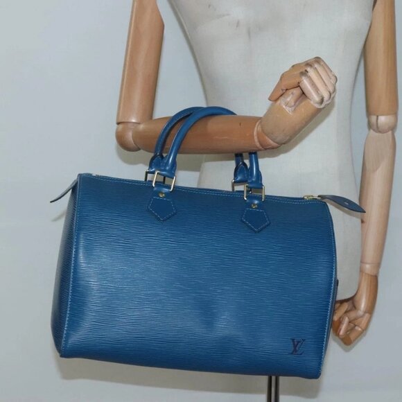 LOUIS VUITTON Epi Speedy 30 Hand Bag Toledo Blue - Picture 1 of 15